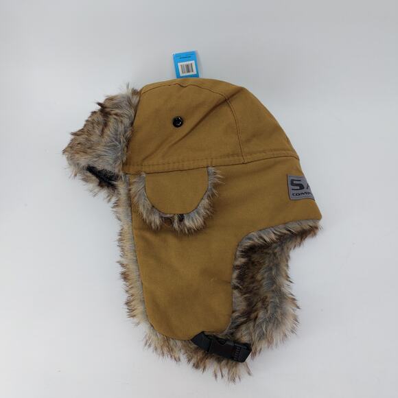 SA Company Trapper Hat Brown Canvas Faux Fur One Size - Picture 14 of 14